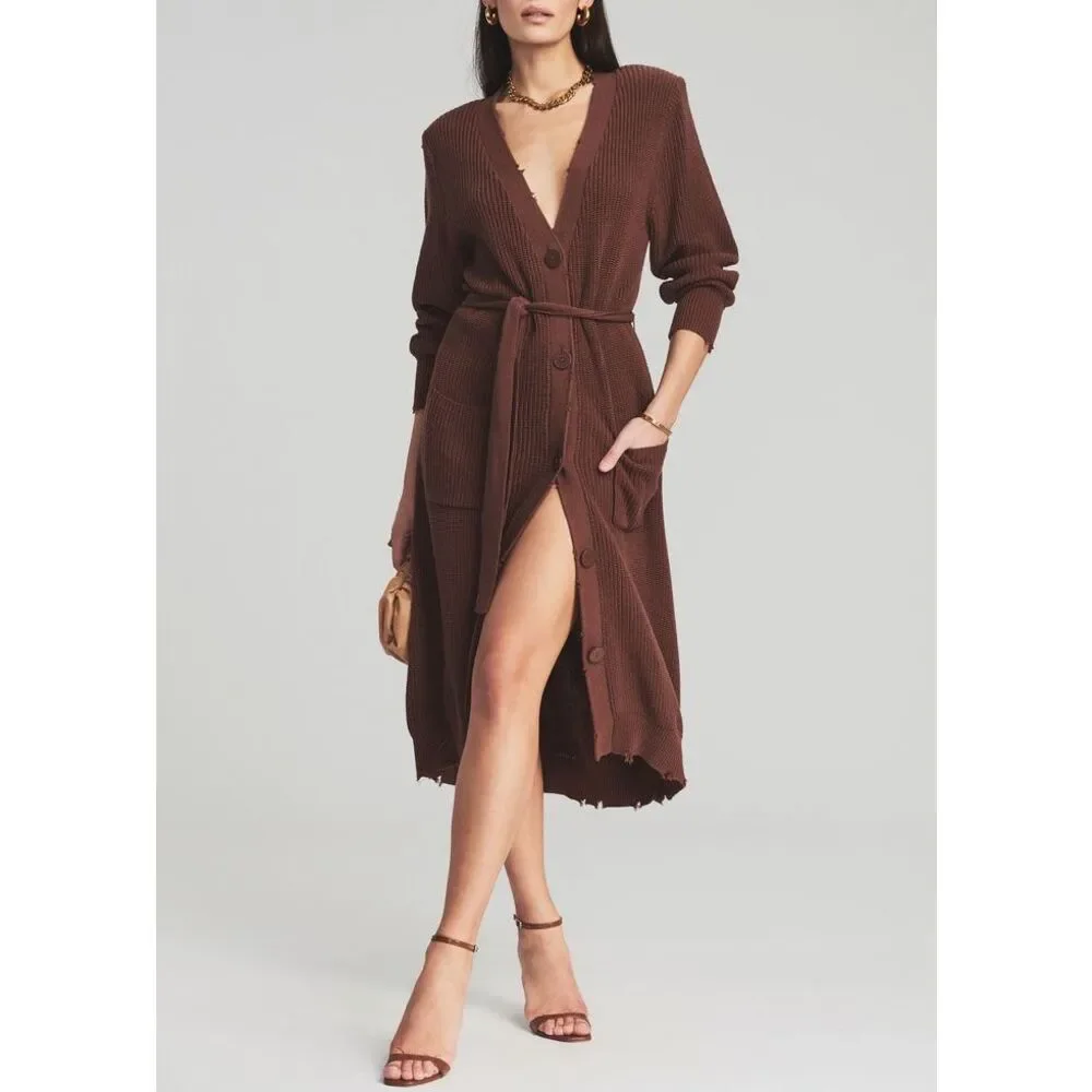 SEROYA Amanda Sweater Dress in‎ Brown Size Large NWT